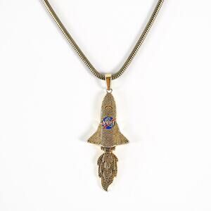 YRN Gold Gods Takeoff Rocket Space Ship Pendant Chain Link Necklace Jewelry